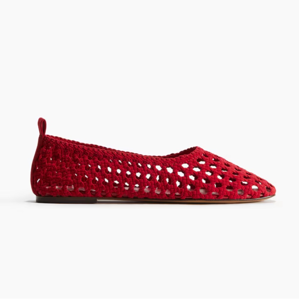 NWT H&M Red Woven Ballet Flats